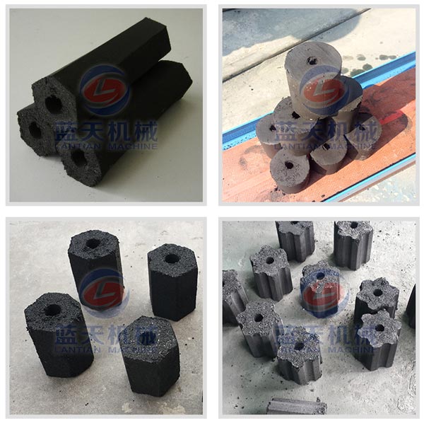 Finished products of bamboo charcoal briquette making machine