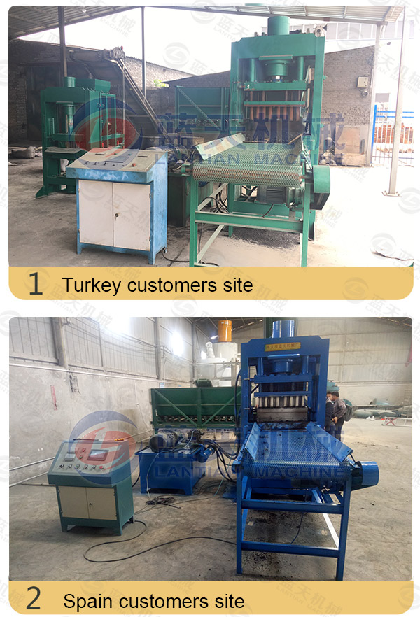 Customers site of hazelnut shell charcoal briquette machine
